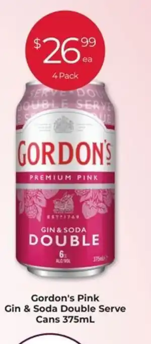 Porters Gordon's Pink Gin & Soda Double Serve Cans 375mL offer