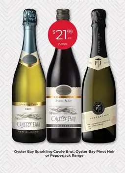 Porters Oyster Bay Sparkling Cuvée Brut, Oyster Bay Pinot Noir or Pepperjack Range offer