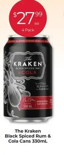 Porters The Kraken Black Spiced Rum & Cola Cans 330mL offer