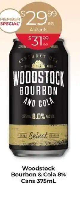 Porters Woodstock Bourbon & Cola 8% Cans 375mL offer