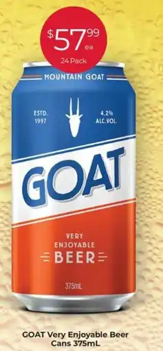 Porters GOAT Very Enjoyable Beer Cans 375mL offer