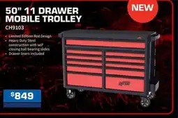 Burson Auto Parts 50" 11 Drawer Mobile Trolley offer