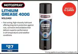 Burson Auto Parts Motospray Lithium Grease 400g offer