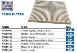 Burson Auto Parts Cabin Filters WACF0090 offer