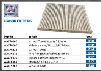 Burson Auto Parts Cabin Filters WACF0172 offer