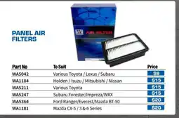 Burson Auto Parts Panel Air Filters WA5247 offer