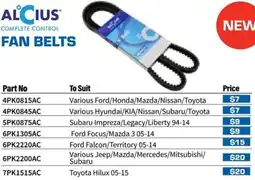 Burson Auto Parts Complete control fan belts offer