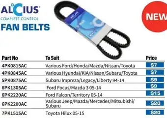 Burson Auto Parts Complete control fan belts offer