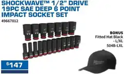 Burson Auto Parts Shockwave 1/2” drive 19pc sae deep 6 point impact socket set offer