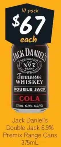 Cellarbrations Jack Daniel's Double Jack 6.9% Premix Range Cans offer