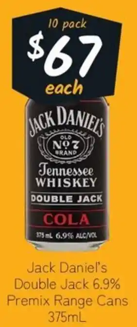 Cellarbrations Jack Daniel's Double Jack 6.9% Premix Range Cans offer