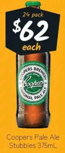 Cellarbrations Coopers Pale Ale Stubbies offer