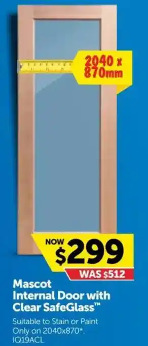 Doors Plus Mascot Internal Door with Clear SafeGlass offer