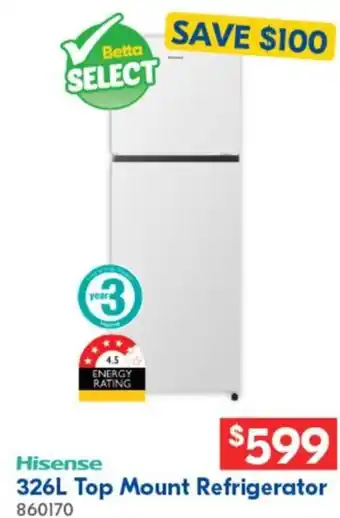 Betta 326L Top Mount Refrigerator offer