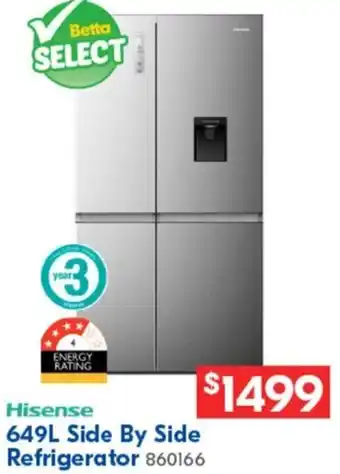 Betta 649L Side By Side Refrigerator offer