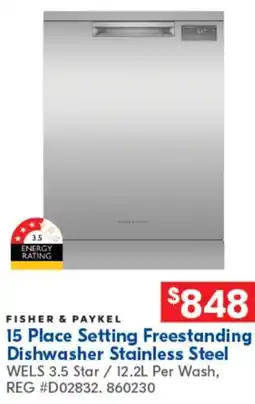 Betta 15 Place Setting Freestanding Dishwasher Stainless Steel offer