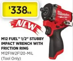 Gasweld Tool Centre M12 fuel 1/2 stubby impact wrench with friction ring offer