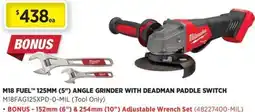 Gasweld Tool Centre M18 fuel 125mm (5") angle grinder with deadman paddle switch m18fag125xpd-0-mil offer