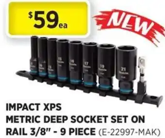 Gasweld Tool Centre Impact xps metric deep socket set on rail 3/8 offer