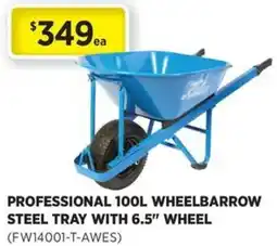 Gasweld Tool Centre Professional 100l wheelbarrow steel tray with 6.5" wheel offer