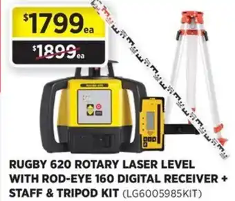 Gasweld Tool Centre Rugby 620 rotary laser level with rod-eye 160 digital receiver + staff & tripod kit offer