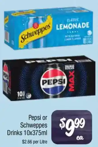 Farmer Jack's Pepsi or schweppes drinks offer