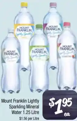 Farmer Jack's Mount franklin lightly sparkling mineral water offer