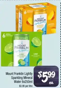 Farmer Jack's Mount franklin lightly sparkling mineral water offer