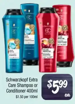 Farmer Jack's Schwarzkopf extra care shampoo or conditioner offer