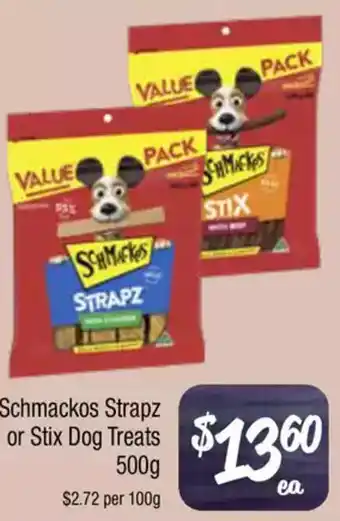 Farmer Jack's Schmackos Strapz or Stix Dog Treats offer