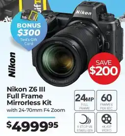 Teds Cameras Nikon Z6 III Full Frame Mirrorless Kit offer