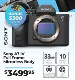 Teds Cameras Sony A7 IV Full Frame Mirrorless Body offer