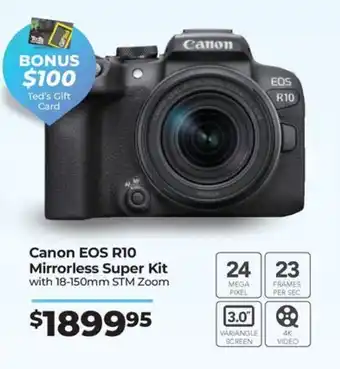 Teds Cameras Canon EOS R10 Mirrorless Super Kit offer