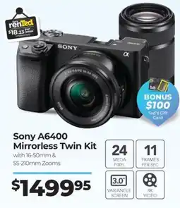 Teds Cameras Sony A6400 Mirrorless Twin Kit offer