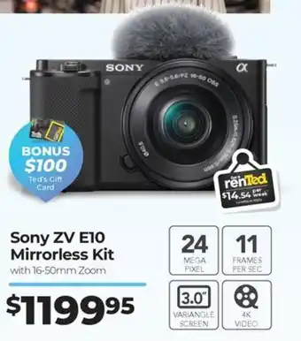 Teds Cameras Sony ZV E10 Mirrorless Kit offer