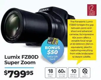 Teds Cameras Lumix FZ80D Super Zoom offer