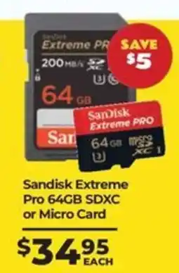 Teds Cameras Sandisk Extreme Pro 64GB SDXC or Micro Card offer