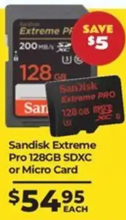 Teds Cameras Sandisk Extreme Pro 128GB SDXC or Micro Card offer