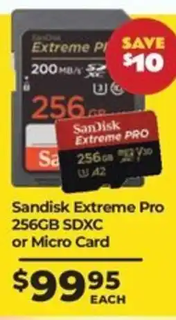 Teds Cameras Sandisk Extreme Pro 256GB SDXC or Micro Card offer