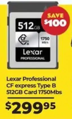 Teds Cameras Lexar Professional CF express Type B 512GB Card 1750Mbs offer