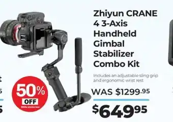 Teds Cameras Zhiyun crane 4 3-axis handheld gimbal stabilizer combo kit offer