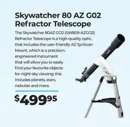 Teds Cameras Skywatcher 80 az g02 refractor telescope offer