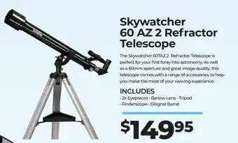 Teds Cameras Skywatcher 60 AZ 2 Refractor Telescope offer