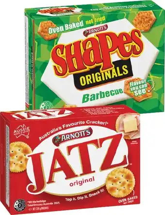 IGA Arnott’s Shapes 130-190g, Clix 250g, Jatz or Savoy 170-225g Selected Varieties offer