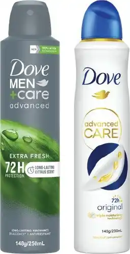 IGA Dove Advanced Care Antiperspirant Spray 250mL Selected Varieties offer