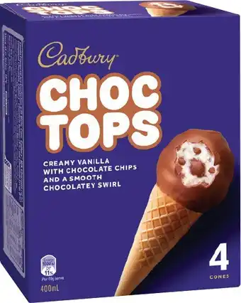 IGA Cadbury Choc Tops 4 Pack offer