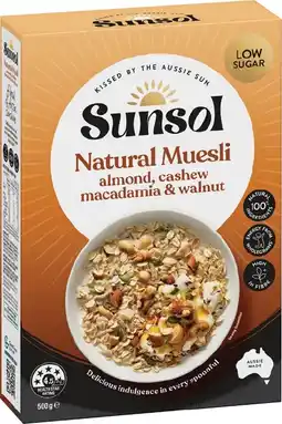 IGA Sunsol Muesli 500g or Granola 450g Selected Varieties offer