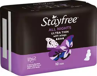 IGA Stayfree Ultra Thin Pads 10‑16 Pack Selected Varieties offer