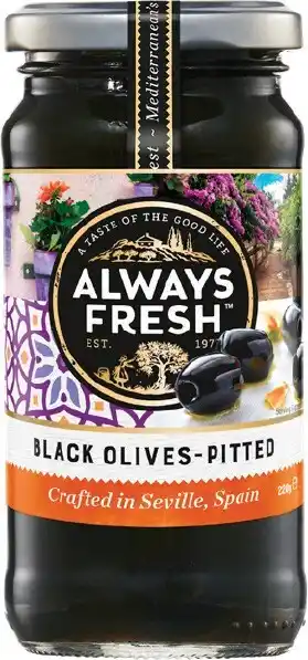 IGA Always Fresh Black Olives‑Pitted 220g offer