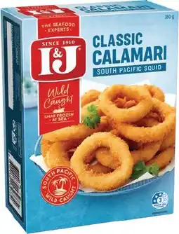 IGA I&J Calamari or Squid 360g, Fish Tenders 320g, Squid or Fish Pops 250g Selected Varieties offer